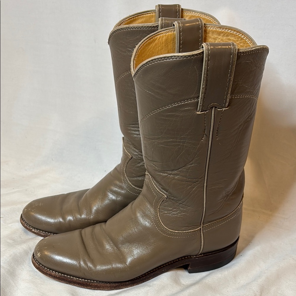 Justin Gray Tan Cowboy Roper Western Boots Women 5.5 B